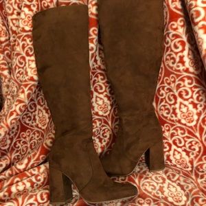 Suede knee high boots
